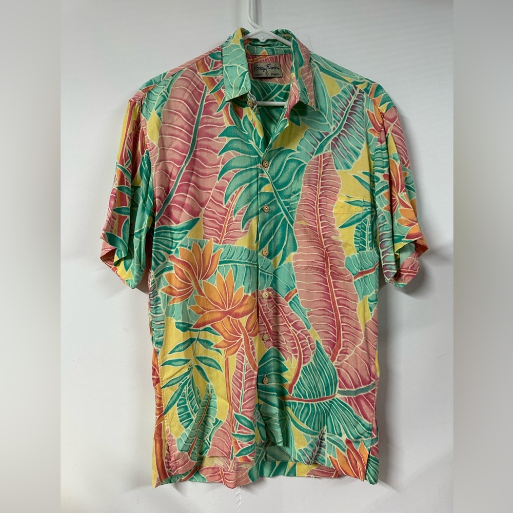Kenny Flowers Island Classics Aloha Hawaiian Button Up Shirt Size S Floral AOP